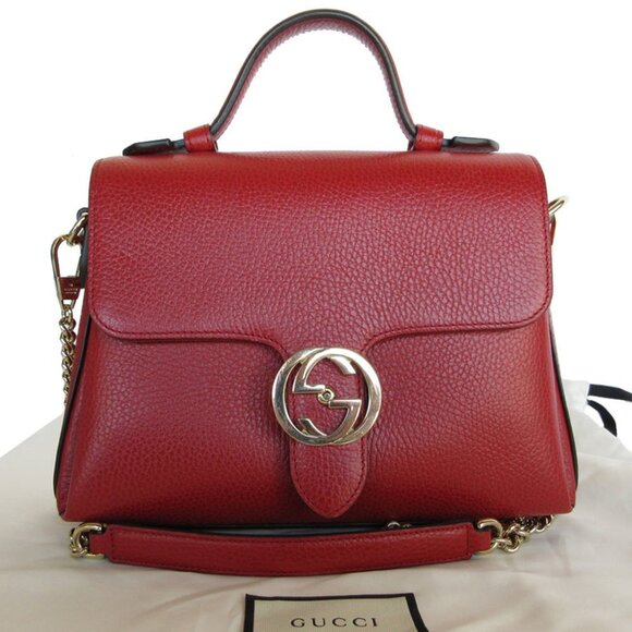 GUCCI Red Leather Shoulder Bag - Picture 1 of 5
